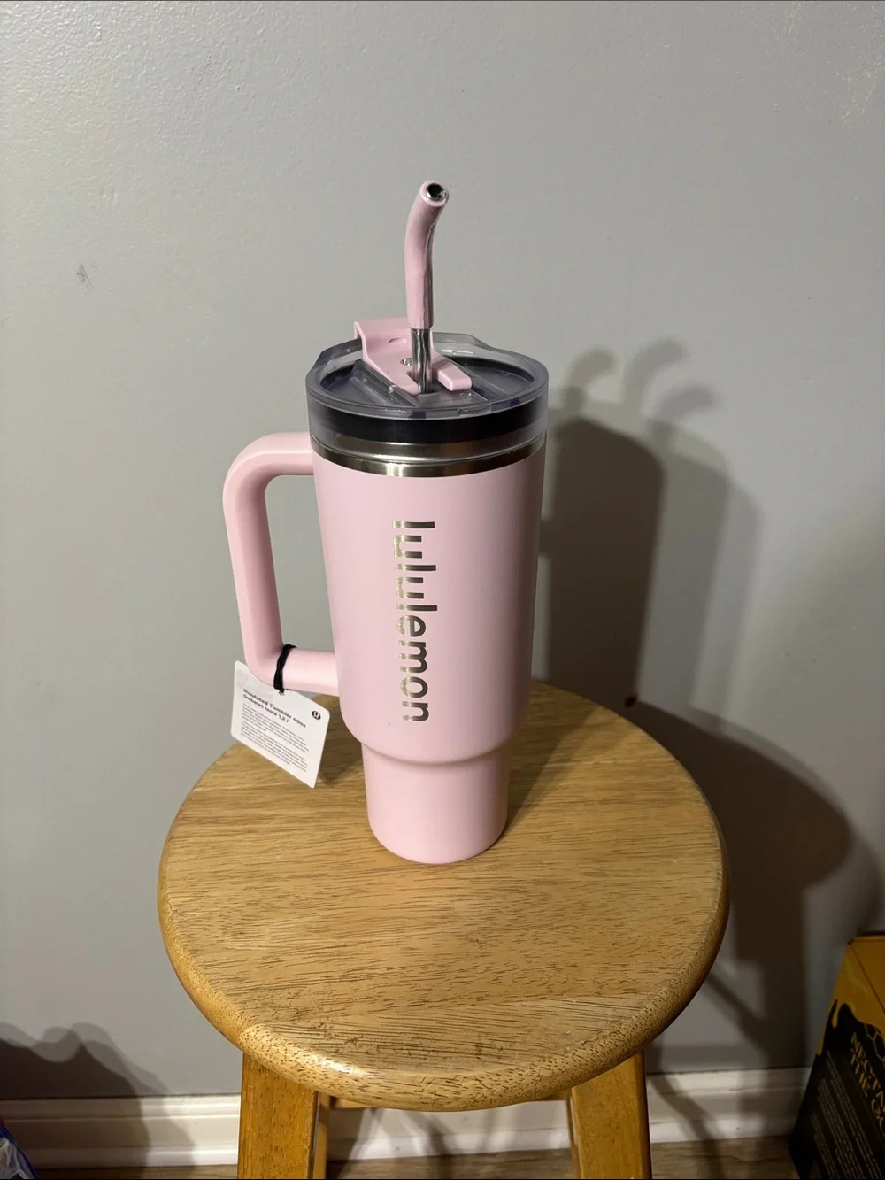 lululemon athletica Light Pink Insulated Travel Tumbler with Handle & Straw NWT!